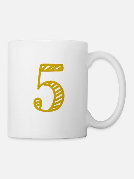5 JAHRE. 5-jähriges JUBILÄUM. GEBURTSTAG 5 JAHRE. FÜNF - Tasse - Weiß