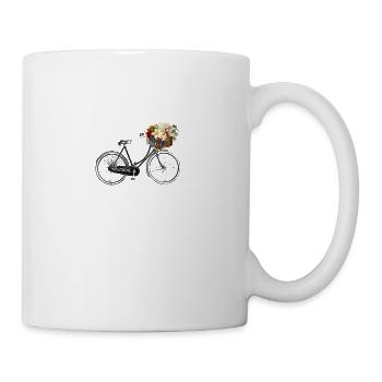 Fahrrad mit Blumen - Tasse - Weiß - Rechts