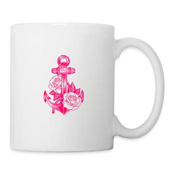 Ancres et roses (rose) - Mug blanc - blanc - Droite