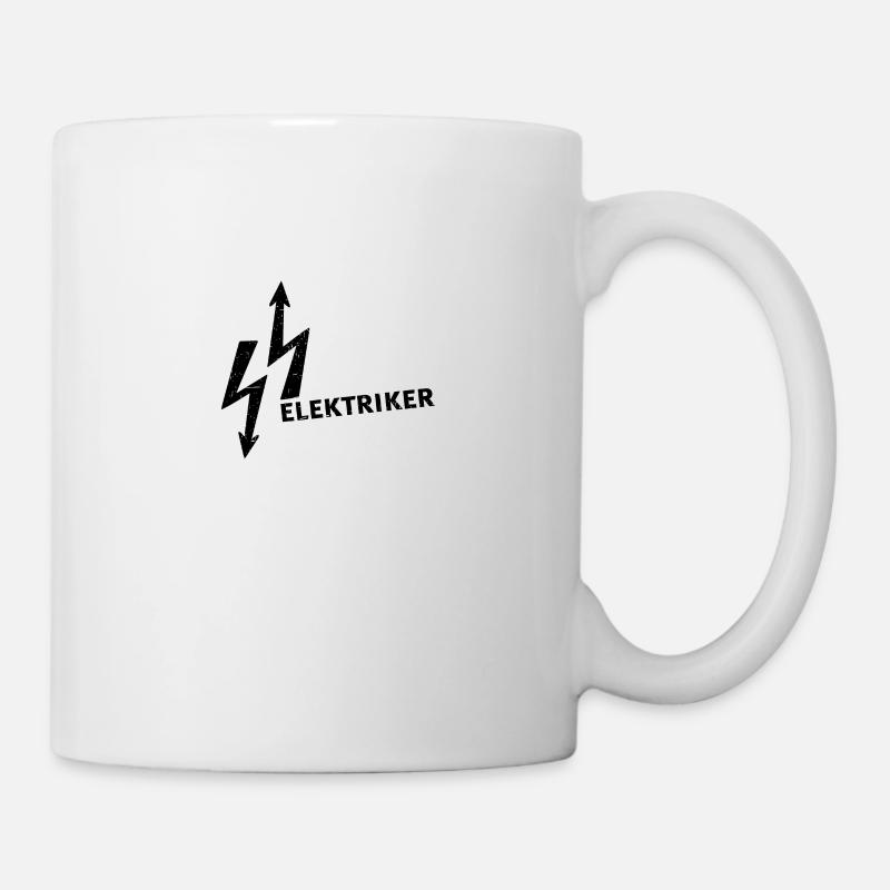 elektriker,strom,logo,blitz,schrift,typo - Tasse - Weiß