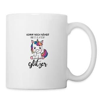 Einhorn Stinkefinger (bunt/schwarz) - Tasse - Weiß - Rechts
