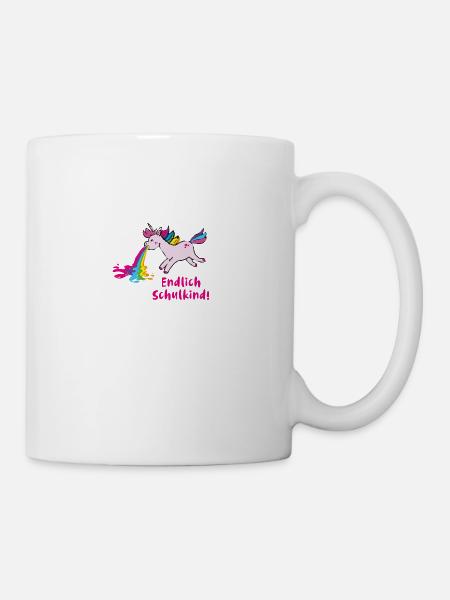 einhorn,schulkind,kotzendes einhorn,pink - Tasse - Weiß