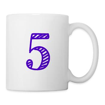 5 JAHRE. 5-JÄHRIGES JUBILÄUM. GEBURTSTAG 5 JAHRE. FÜNF - Tasse - Weiß - Rechts
