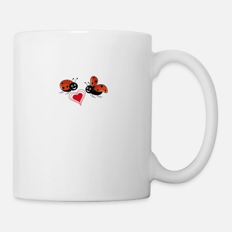 coccinelles à coeur rouge - Mug blanc - blanc