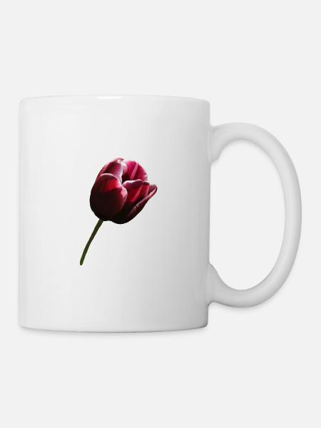 Tulpe weinrot rechts - Tasse - Weiß