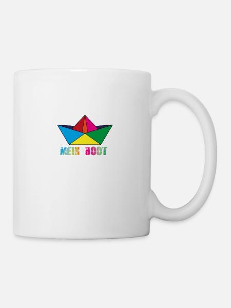 mein boot,boot,papierschiff,bunt,schiff - Tasse - Weiß