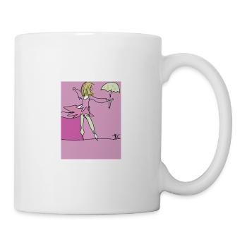 Tänzerin auf dem Seil mit Schirmchen, Zeichnung - Tasse - Weiß - Rechts