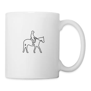 Rider with horse on riding arena as line art - Mug - white - Right