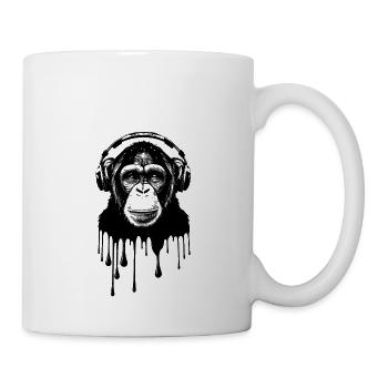 Schimpanse mit Kopfhörer Affe DJ Musik Festival - Tasse - Weiß - Rechts