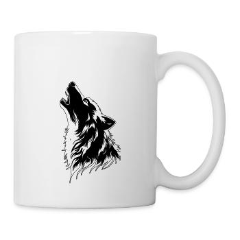 Wolf Heult Vollmond Wald Natur wandern Wildnis - Tasse - Weiß - Rechts