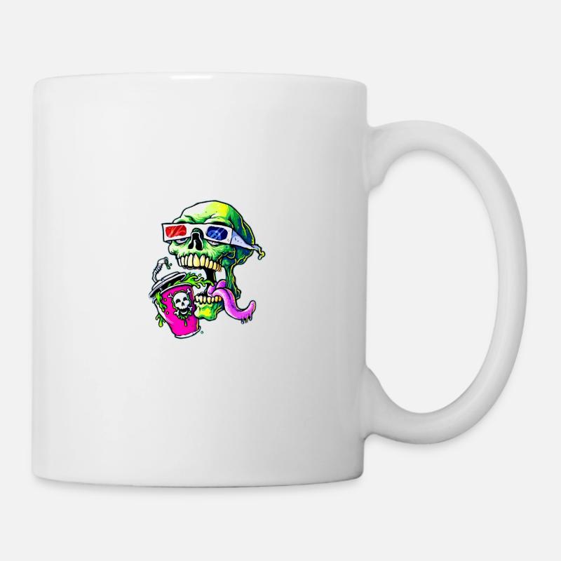 crâne couleurs de cinéma - Mug blanc - blanc