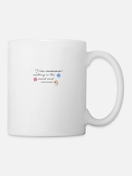 sommer,sonne,eiskrem, eis, typo, schrift,flipflops - Tasse - Weiß