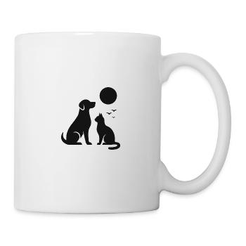 Moonlit Night Dog Cat Silhouette - Mug - white - Right