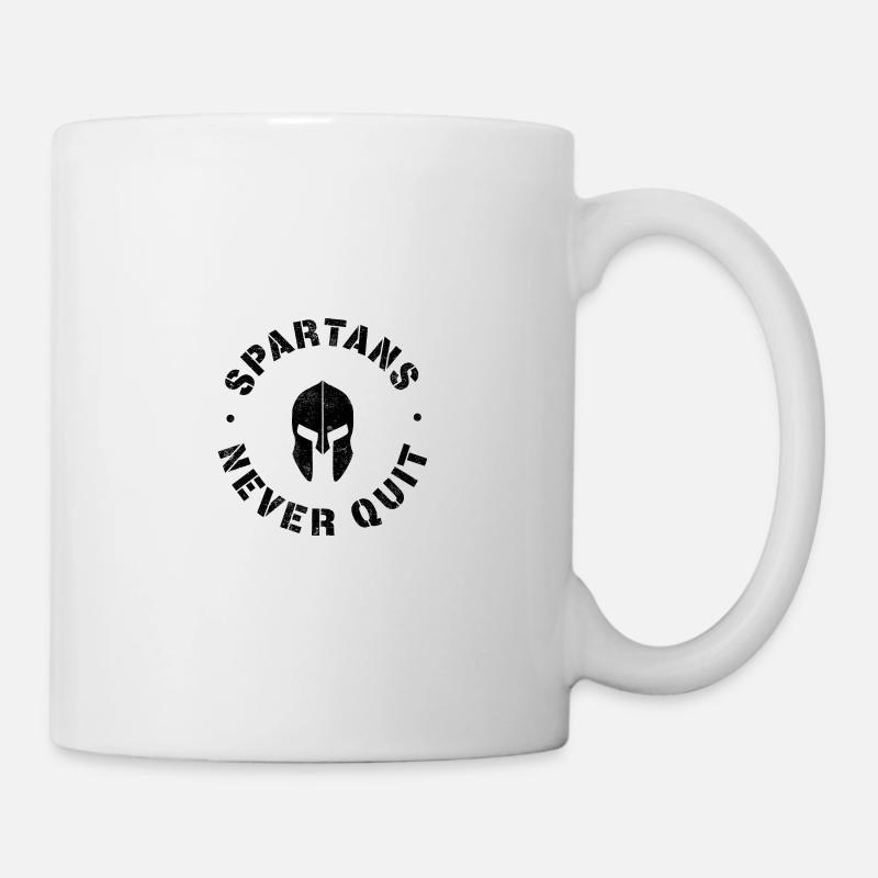 Spartans never Quit schwarz - Tasse - Weiß