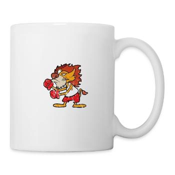 Boxer boxe lion rétro style grunge vintage - Mug blanc - blanc - Droite