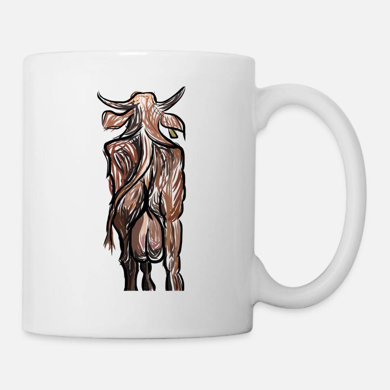 Kuh von hinten mit Euter stark - Tasse - Weiß