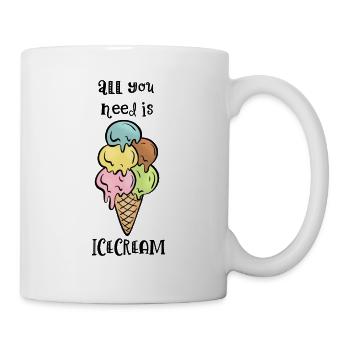 Eiswaffel mit Spruch - Tasse - Weiß - Rechts