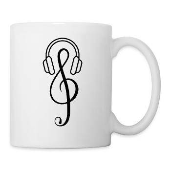 Ich liebe Musik - Notenschlüssel mit Kopfhörer - Tasse - Weiß - Rechts