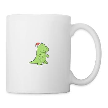 a cute dinosaur at Christmas - Mug - white - Right