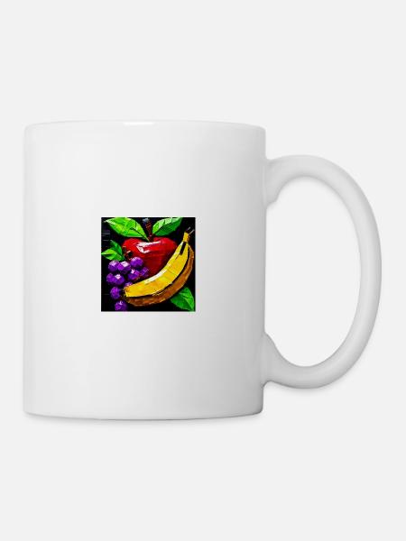 Geometrische Fruchtcollage aus Ductape - Tasse - Weiß