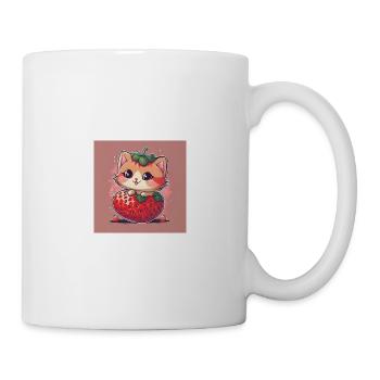 Erdbeer-Schnurr-Kätzchen - Tasse - Weiß - Rechts
