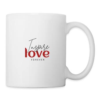 Inspire Love Forever – Minimale rote Typografie Desi - Tasse - Weiß - Rechts