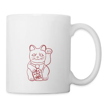 Chat porte-bonheur Maneki-Neko rouge - Mug blanc - blanc - Droite