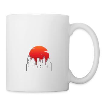 Skyline Hauptsadt Nachtleben Mond Sonnenuntergang - Tasse - Weiß - Rechts