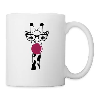 Giraffe mit Brille und Kaugummi - Tasse - Weiß - Rechts