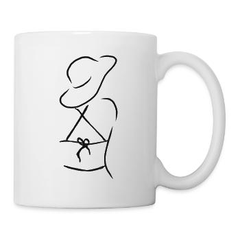 Minimalistische Illustration | Frau Lineart - Tasse - Weiß - Rechts