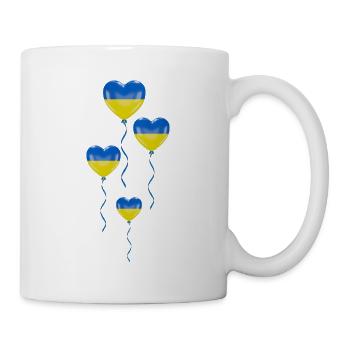 Solidarité et ballons de cœur pour l’Ukraine - Mug blanc - blanc - Droite