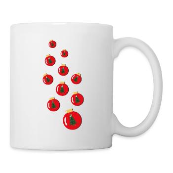 Wilde Weihnachtskugeln mit Weihnachtsbäumen. - Tasse - Weiß - Rechts
