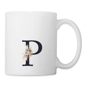 Monogramme P Floral personnalisable - Mug blanc - blanc - Droite