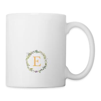 E Monogramm Eukalyptus-Kranz - Tasse - Weiß - Rechts