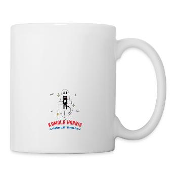 Ich bin nur wegen der Buhrufe, Katzen und Kamala hier - Tasse - Weiß - Rechts