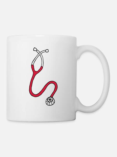 Stéthoscope médecin - cadeau pour les médecins et les médecins - Mug blanc - blanc