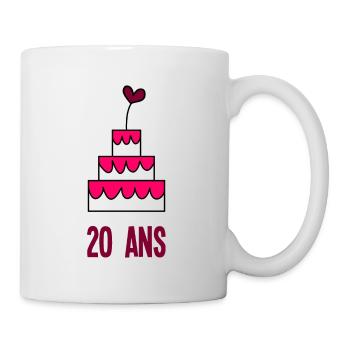 20. 20 ANS. 20e ANNIVERSAIRE. ANNIVERSAIRE 20 ANS. - Mug blanc - blanc - Droite