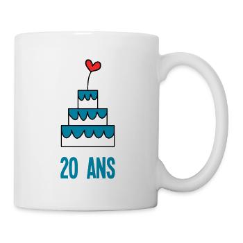20. 20 ANS. 20e ANNIVERSAIRE. ANNIVERSAIRE 20 ANS. - Mug blanc - blanc - Droite