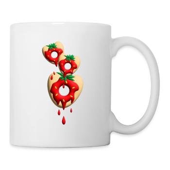 Donuts mit Herz und Erdbeeren. - Tasse - Weiß - Rechts