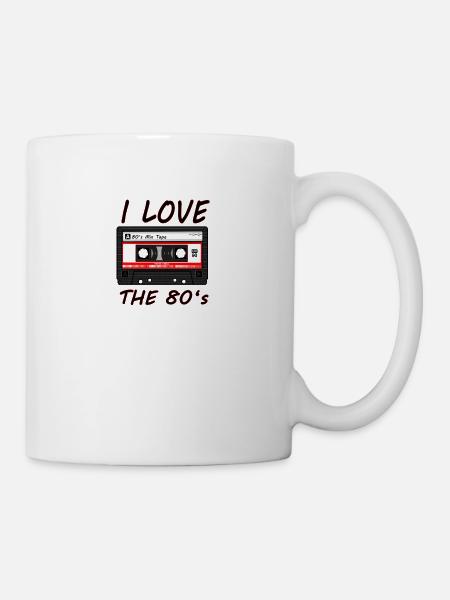 J'aime Les années 80 de 80, 80, années quatre-vingts, Jazz, Musique - Mug blanc - blanc