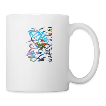 muster ,graffiti,bunt,malerei,kunst,blau - Tasse - Weiß - Rechts