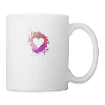cœur, coloré, pastel, peinture, aquarelle, rose, beige - Mug blanc - blanc - Droite