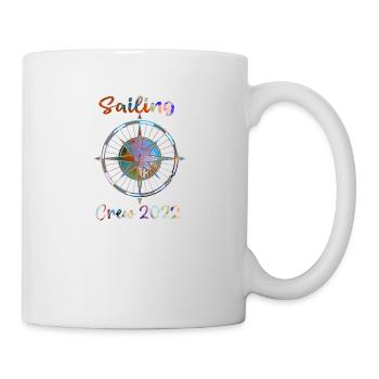 sailing crew 2022, sailing, segeln , kompass,bunt - Tasse - Weiß - Rechts