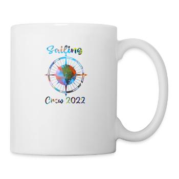 sailing crew 2022, sailing, segeln , kompass,bunt - Tasse - Weiß - Rechts