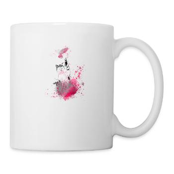 cat, pink,watercolor, painting,graffiti,deaf,bird - Mug - white - Right