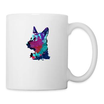 german shepherd, dog, graffiti, German shepherd, - Mug - white - Right