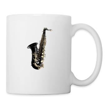 hyper realistic black saxophone jazz music - Tasse - Weiß - Rechts