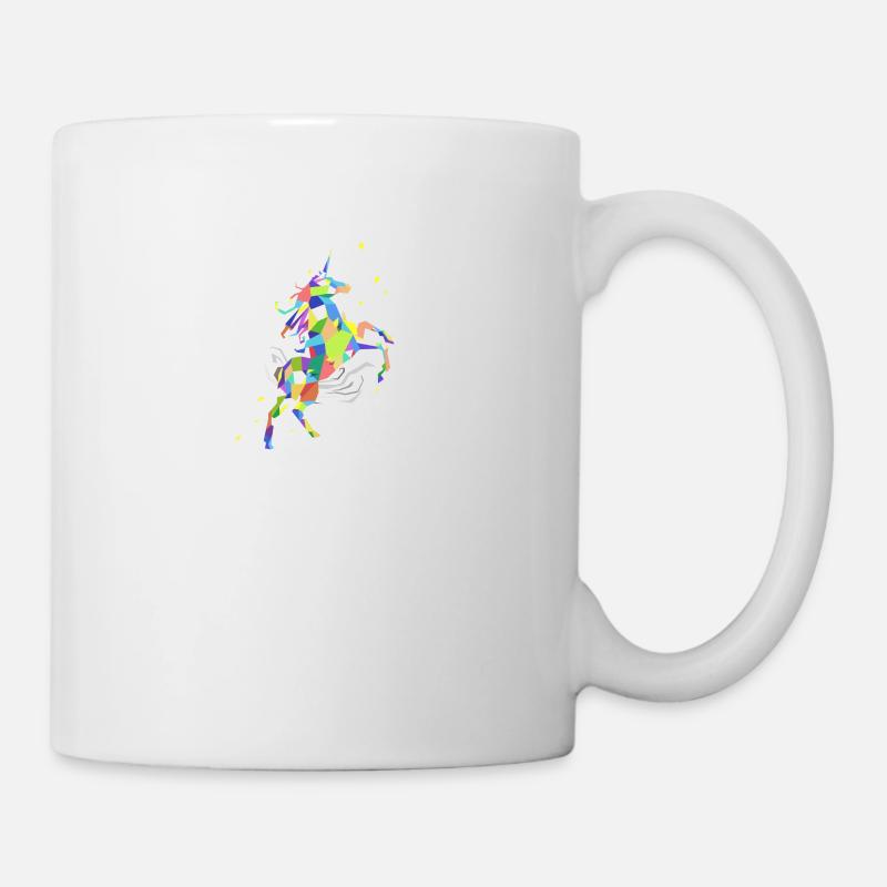 Einhorn Polygon Regenbogen farbiges Einhorn - Tasse - Weiß