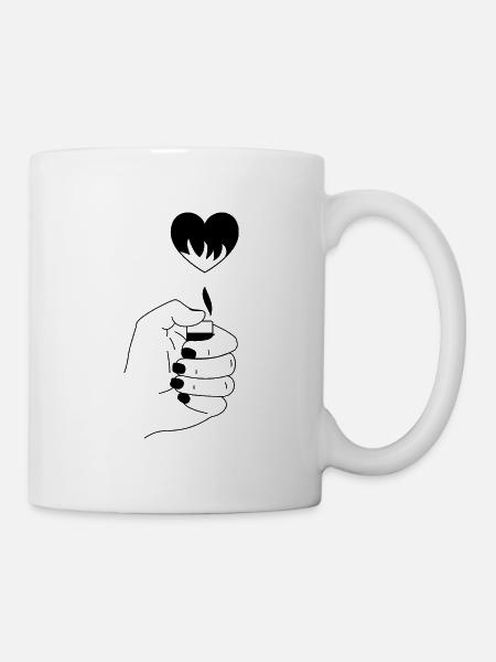 Herz Feuer - Tasse - Weiß