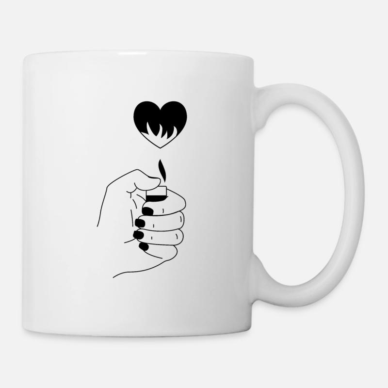 Herz Feuer - Tasse - Weiß